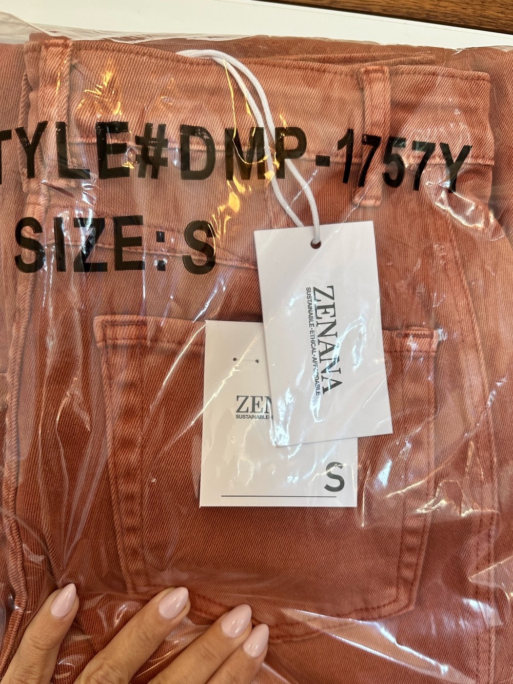 NEW🧡Zenana Barrel Leg Cropped Fit Cuffed Denim Jeans Rust Small - Picture 4 of 4